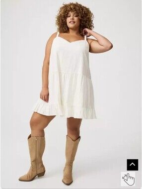 Torrid Plus Size 2x: Drop-Waist Lace-Trim Mini Dress